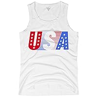 GunShowTees 4th of July Tank Top for Men Retro USA Patriotic American Flag Theme, Small, White