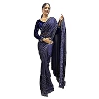 Indian Silk One Minute saree ready to wear diamond work sari for Women with velvet blouse (ST-048)