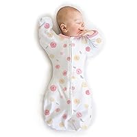 Amazing Baby Transitional Swaddle Sack with Arms Up Half-Length Sleeves and Mitten Cuffs, Easy Swaddle Transition, Better Sleep for Baby Girls, Little Watercolor Roses, Pink, Large, 6-9 Mo, 21-24 lbs