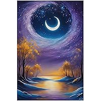 Directo Epic Painting. Canvas Print Wall Art Landscaping Pictures Home Wall Decorations Starlight And The Moon Themed Picture Painting Contemporary Artwork For Office Painting 12x16inch Frameless
