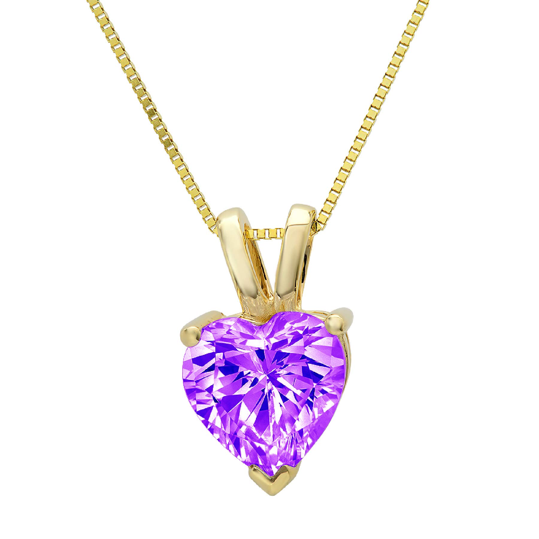0.45 ct Brilliant Heart Cut Natural Purple Amethyst Ideal VVS1 Solitaire Pendant Necklace With 16