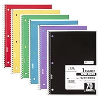 Mead Spiral Notebook, 6 Pack, 1-Subject, Wide Ruled Paper, 7-1/2