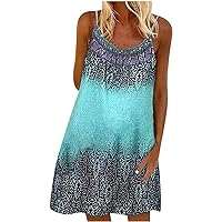 Women's Summer Dress for Beach Fashion Vest Printing Camisole Loose Casual Sleeveless Dress