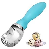 Ice Cream Scoop with Comfortable Grip Handle, Heavy Duty Stainless Steel, Perfect Shape Scoops, Ice Cream Scooper (Blue)