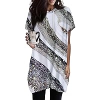 Independence Day Summer Shirts For Women Loose Fit Drawstring Tunic Hoodies 4 Th July With Pocket Sunflower Print Tops