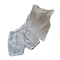 Toddler Boy Fall Outfit Toddler Baby Clothes Summer Outfit Sleeveless Geometric Pattern Two Piece Set (Grey, 4-5 Years)