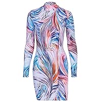 YangMeng Womens Long Sleeve Bodycon Ruched Mini Dress Stretchy Casual Party Club Dresses(XL)