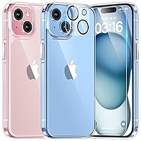 TAURI for iPhone 15 Plus Case, [5 in 1] 1X Clear Case [Not-Yellowing] with 2X Tempered Glass Screen Protector + 2X Camera Lens Protector, [Militarized Drop Defense] Slim Phone Case 6.7 inch, Clear