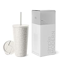 Simple Modern Insulated Tumbler with Lid and Straw | Iced Coffee Cup Reusable Stainless Steel Water Bottle Travel Mug | Gifts for Women Men Her Him | Classic Collection | 16oz | Cream Leopard