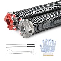 VEVOR Garage Door Torsion Springs, Pair of 0.218 x 2 x 23inch, Garage Door Springs with Non-Slip Winding Bars, 16000 Cycles, Gloves and Mounting Wrench, Electrophoresis Coated for Replacement