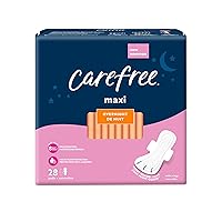 Carefree Maxi Pads, Overnight Pads With Wings, 28ct (Pack of 1)