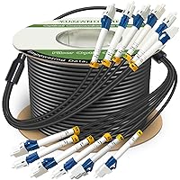 100 Meters 6 Core Industrial TPU LC to LC Outdoor Armored Fiber Optic Cable, OS2 Single Mode 6 Strands Fiber Patch Cable with LC Connectors, 9/125um, OD-5mm, Direct Burial LC-LC