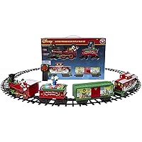 Lionel Battery-Operated Disney Mickey Mouse Express Toy Train Set with Locomotive, Train Cars, Track & Remote with Authentic Train Sounds, & Lights for Kids 4+