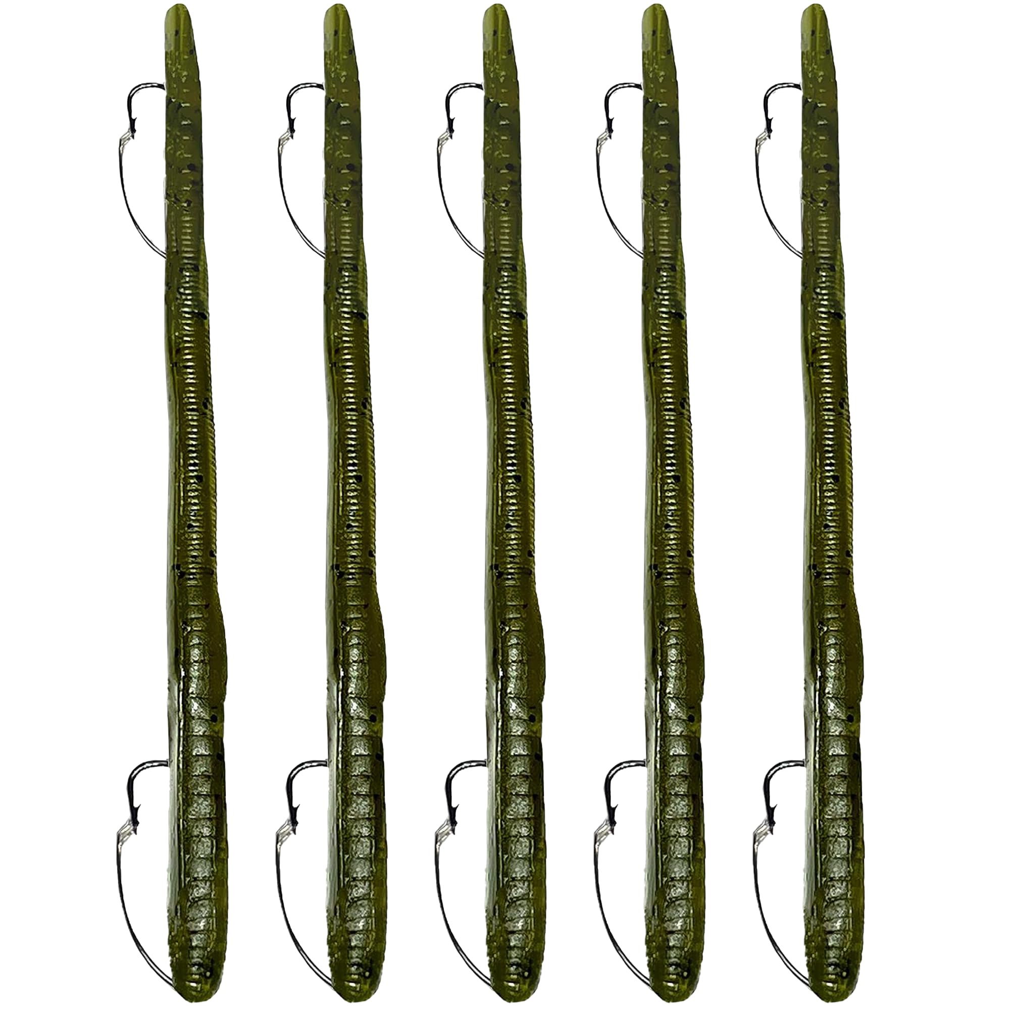 Delong Lures Weedless Pre-Rigged Fishing Lures Bass Set, Pike, and Anything in Between - Made in USA - Extra Durable Soft Plastic Swimbaits for Bass