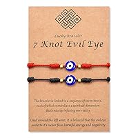 Tarsus (Ver.3) Evil Eye 7 Knot Lucky Bracelets Adjustable Red String Amulet for Women Men Boys & Girls