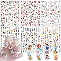 6 Sheets Kawaii Nail Art Stickers 3D Anime Design Nail Charms Cute Cartoon Nail Stickers Self-Adhesive Acrylic Nail Art Supplies Mermaid Nail Decals for Women Girls Kawaii Nails Art Decorations