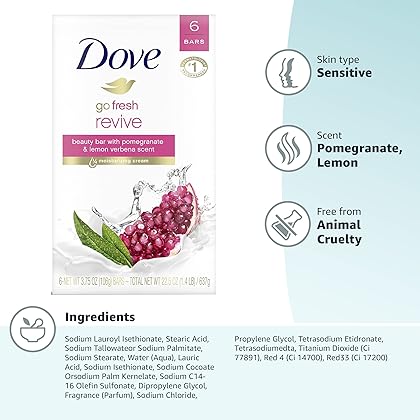 Dove Beauty Bar Gentle Skin Cleanser For Softer and Smoother Skin Rejuvenating More Moisturizing Than Bar Soap, 3.75 Ounce (Pack of 6)