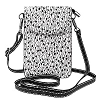 Black And White Dot Printed Pattern Print Crossbody Bag For Women,Fashionable Cute Pu Splashproof Phone Bag,With Card Slot