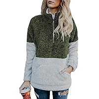 Flygo Women's Long Sleeve Zipper Sherpa Sweatshirt Soft Fleece Pullover Outerwear Coat