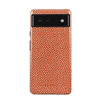 BURGA Phone Case Compatible with Google Pixel 6 - Hybrid 2-Layer Hard Shell + Silicone Protective Case -White Polka Dots Pattern Vintage Orange - Scratch-Resistant Shockproof Cover