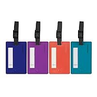 Travelon Set of 4 Assorted Luggage Tags, Bold Colors, 3.25 X 2.25 X .12
