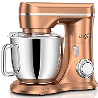 Mini Angel Stand Mixer,10-Speed 5QT Kitchen Electric Mixer,Tilt-Head Food Mixer with Dough Hook, Wire Whisk, Flat Beater, Stainless Steel Bowl (Champagne)