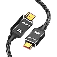 Capshi 8K HDMI Cables 2.1 25ft Black, High Speed 48Gbps, 8K@60HZ, 4K@120HZ, 2K@240HZ HDCP 2.2&2.3, HDR, Ethernet- 28AWG Braided HDMI Cord- eARC Compatible for UHD TV, Blu-ray, PS5, PS4, PC