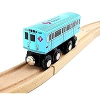 Munipals New York City Subway Wooden Railway (Nostalgia Series) Bluebird 7 Train/World’s Fair Express–Child Safe and Tested Wood Toy Train