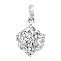 0.50 CTW Natural Diamond Polki Ethnic Pendant 925 Sterling Silver Platinum Plated Slice Diamond Jewelry