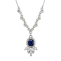 1928 Jewelry Silver-Tone and Crystal Adjustable Pendant Necklace, 16