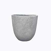 Kante 14 Inch Dia Round Concrete Planter, Indoor Outdoor Large Plant Pot with Drainage Hole and Rubber Plug for Home Patio Garden, Natural Concrete