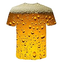 3D Print Graphic Beer T Shirt for Men Loose Fit Crewneck Short Sleeve T-Shirts Summer Trendy Tee Shirts Tops Blouses