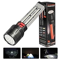 Solar/Rechargeable Multi Function 9000 Lumens LED Flashlight,7 Mode Lightweight High Lumen Waterproof Rechargeable Handheld Flashlight,Solar Flashlight,Camping and Emergencies (White, Lengthen)
