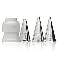Ateco 380-4 Piece Writing Tube Set, Includes Stainless Steel Tips: 2, 4, 6 & One Standard Coupler, Silver