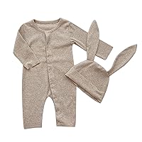 Baby Bodysuit Boys Girls Bunny Outfit My First Easter Outfits Infant Newborn Ribbed Button Down Jumpsuit