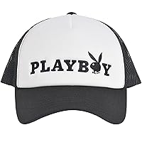 Playboy Trucker Hat, Mesh Adjustable Snapback Baseball Cap with Curved Brim