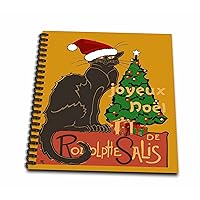 3dRose Joyeux Noel Le Chat Noir Spoof with Yule Tree - Drawing Books (db_352056_2)