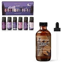 Essential Oils Set for Diffusers for Home, Set of 6 Essential Oil Blend Aromatherapy with Folkulture Pure Clove Oil, 4 Fl Oz - 100% Pure, Organic, Natural