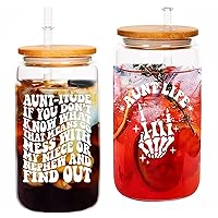 16Oz Glass Jar iced Coffee Cup | Best Aunt Gifts From Niece - Birthday Gifts for Aunt from Nephew - Funny Aunt Christmas Gifts From Niece Nephew - Best Aunt Ever Gifts