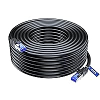 Maximm Cat6 Heavy Duty Outdoor Cable 100 ft - Black - Zero Lag Pure Copper, Waterproof Ethernet Cable Suitable for Direct Burial Installations.