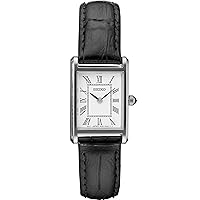 SEIKO Essentials Watch for Women - Essentials - Water Resistant with Stainless Steel Rectangular Case and Leather Strap