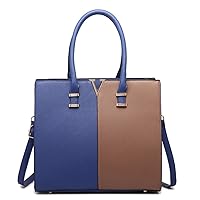 Miss Lulu Women's LT1666 NY/BN Luggage-Messenger Bag, 1666 Navy&Brown, Medium