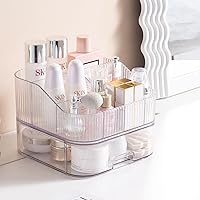 Makeup Organizer with Stackable Drawer Countertop Vanity Cosmetics Organizers for Skincare Perfumes Lotions Lipsticks, White