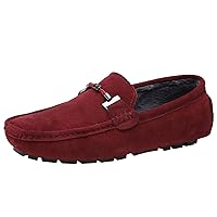 Mens Elegant Buckle Loafers Comfort Suede Driving Shoes Stylish Moccasin Slippers