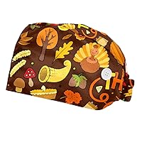 Lemon Leaves Working Cap with Button and Sweatband Adjustable, Elastic Bandage Tie Back Hats for Women & Men, Set of 2