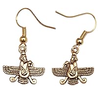 Gold Pt Farvahar Earrings Iranian Persian Farohar Earring Iran Persia Gift