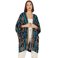 ARIAT Women's Coachella Southwestern Kimono Wrap Navy L XL