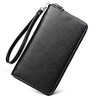 CLUCI Leather Briefcase for Men Bundles with Women Wallet