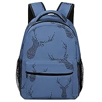 Deer Head Finger Print Travel Laptop Backpack Casual Hiking Backpack with Mesh Side Pockets for Business Work