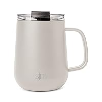 Simple Modern Travel Coffee Mug with Lid and Handle | Reusable Insulated Stainless Steel Coffee Tumbler Tea Cup | Gifts for Women Men Him Her | Voyager Collection | 12oz | Almond Birch
